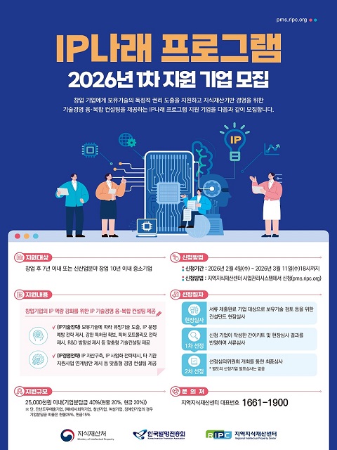 2026년 IP 나래 프로그램 상반기(1차)  지원사업 모집 공고